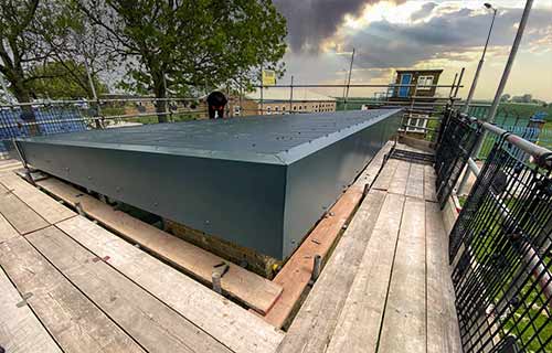 P and F Cladding - Shoeburyness: corrugated aluminium roof